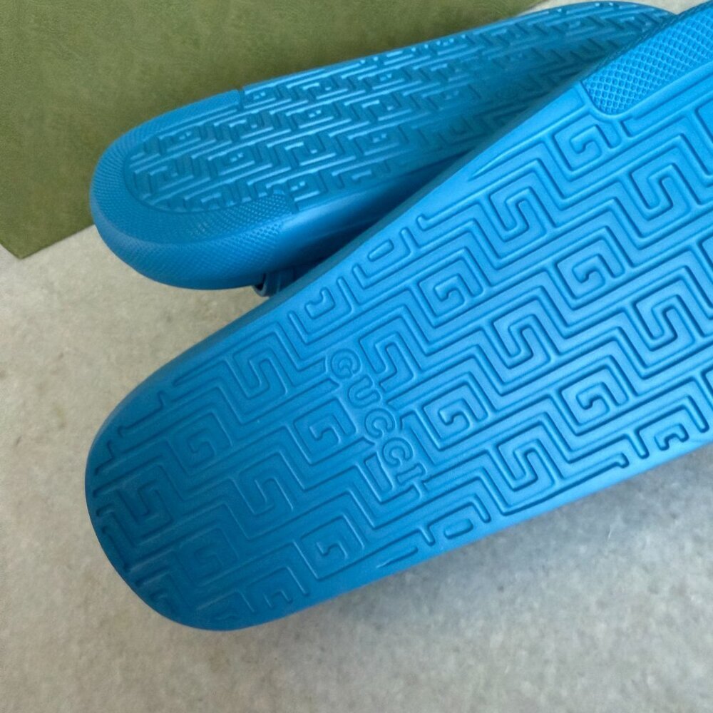 GUCCI 780296 Blue Rubber Men's GG Sandals, sz Gucci 7 - Picture 7 of 11